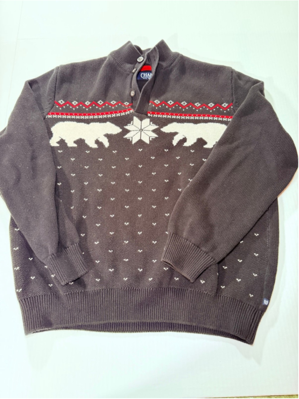 Chaps Polar Bear Holiday Black Sweater sz XL